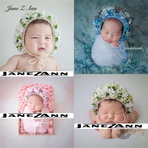 Jane Z Ann Newborn 3 month 1 year children flowers white blue pink sunflower photography baby photo hat props