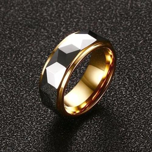 Modyle 100% Tungsten Carbide Multi-Faceted Prism Ring for Men Wedding Band 8MM Cool Men Punk Vintage Ring Fashion Jewelry