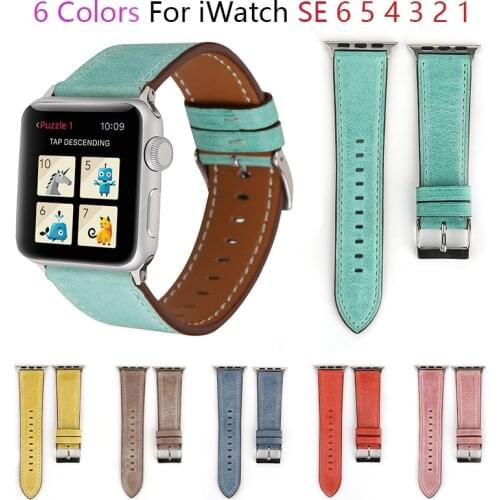 Candy leather watchband for apple watch band SE 6 5 40mm 44mm Retro belt bracelet bands for iWatch Strap series 4 3 2 38mm 42mm
