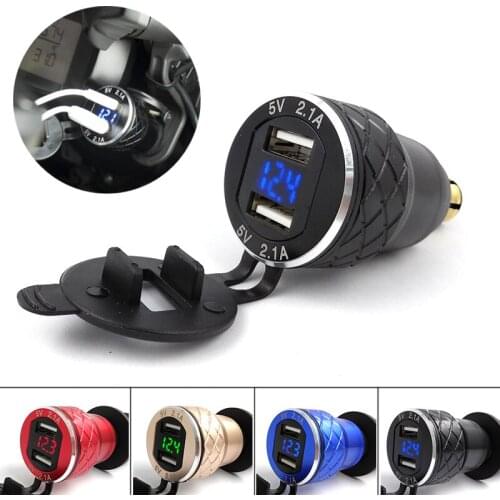 Metal Aluminum Led Digital Display 2.1 A Port USB Motorcycle Charger Cigarette Lighter For BMW F800 F650 F700 R1200 GS R1200RT