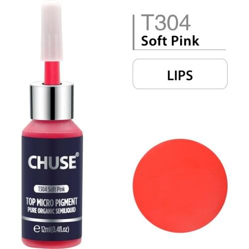 CHUSE Microblading Micro Pigment T304 Soft Pink Permanent Makeup Tattoo Ink Cosmetic Color Passed SGS,DermaTest 12ml (0.4fl.oz