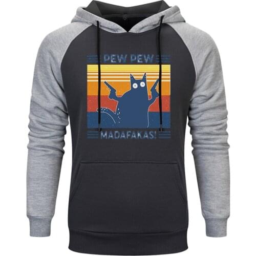 Pew Madafaka Cat Raglan Hooded Mens K-pop Harajuku Sweatshirt Hoodie Standard Leisure Pullovers Fashion Casual Tops Clothing