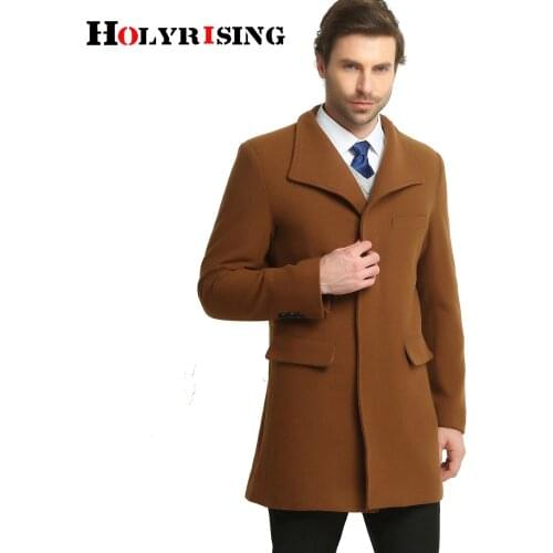 Men Wool Coats Long Warm Jackets Stand Collar Hot Explosion Autumn Winter Mens Cashmere Coat Slim Overcoat Men Navy Kahki S-3XL