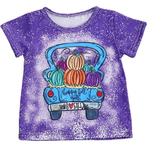 1-6T Halloween Toddler Kid baby Boy Girl Clothes Short Sleeve pumpkin Cartoon T Shirt Fashion Tie Dye Gradient Top Party Outfit