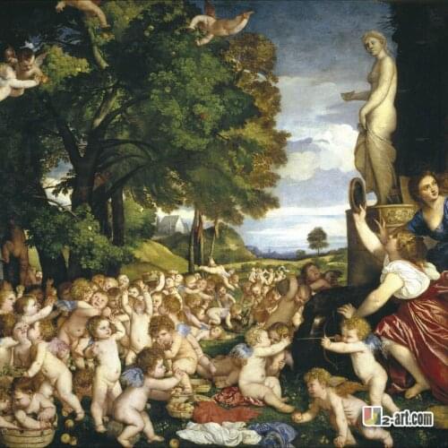 Canvas Prints (Titian Worship of Venus) wholesale decoration good quality painting printed on canvas Religion-206 (24*24 inch )