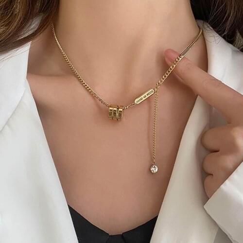 Simple Titanium Steel Necklace Gold Color Clavicle Chain Charm Necklace For Women