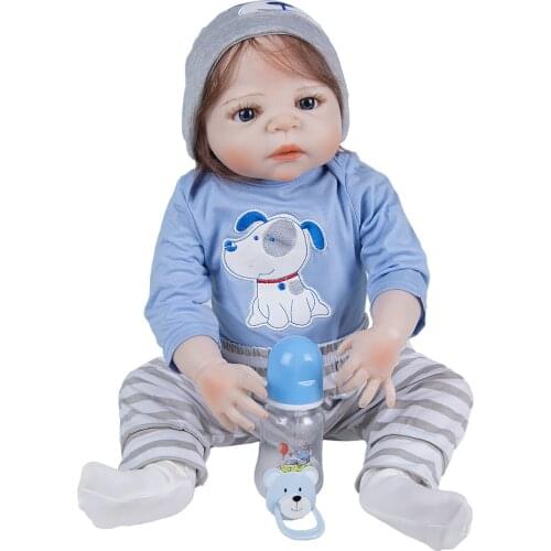 Clearance Rooted Fiber Full Silicone Body Reborn Baby Dolls 23 Inch Real Life Doll Baby Bath Toys For Kids Birthday Gifts Toys