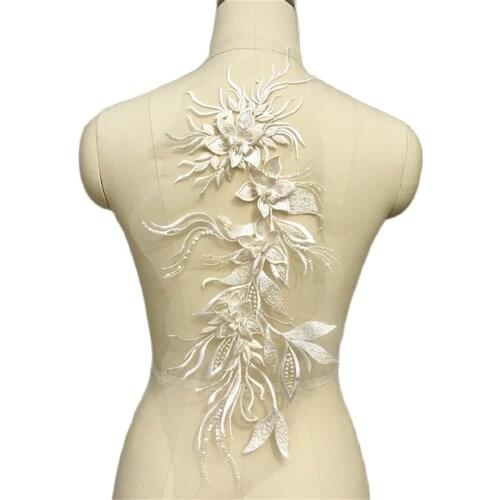 Mixed Colors Beading Lace Flowers Lady Dress Decoration DIY Material Embroidery Wedding Dress Accessories