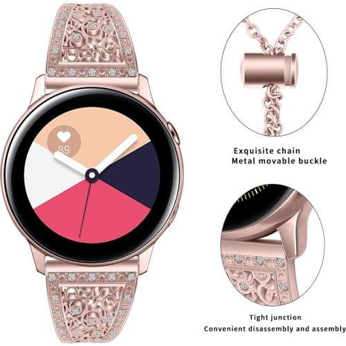 Diamond Strap For Samsung Galaxy Watch Active 2 40mm Active2 44mm Stainless Steel Band Strap Milanese Loop Bracelet Watchband