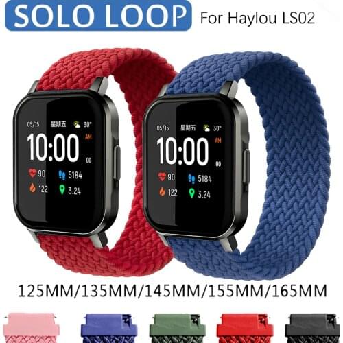 Fabric Braided Solo Loop Strap For Xiaomi Haylou LS02 Smart Watch 20MM Nylon Elastic Bands For Amazfit Bip Lite S U GTS 2 Mini