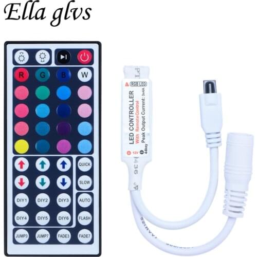 LED RGB Controler DC12V Mini 44Key IR Remote Controller For Flexible SMD3528 5050 5630 2835 RGB LED SMD Strip Lights