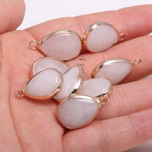 2pcs Drop-shaped Faceted Charm Pendant White Stone for Jewelry Making DIY Nacklace Earring 13x23mm