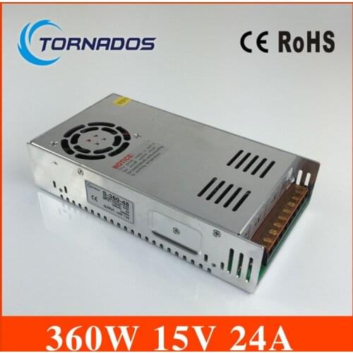 Led driver 15V 24A 360W Single Output ac 110v 220v to dc 15v Switching power supply unit for LED Strip light AC DC Converter