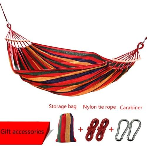 Outdoor camping hammock thickening rainbow swing single hammock rainbow strip canvas hammock