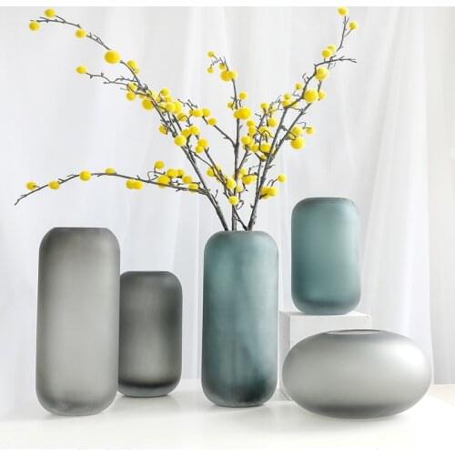 European-Style High-End Simple Frosted Texture Classic Glass Vase Flower Flowers Artificial Flower Arrangement Home Living Room