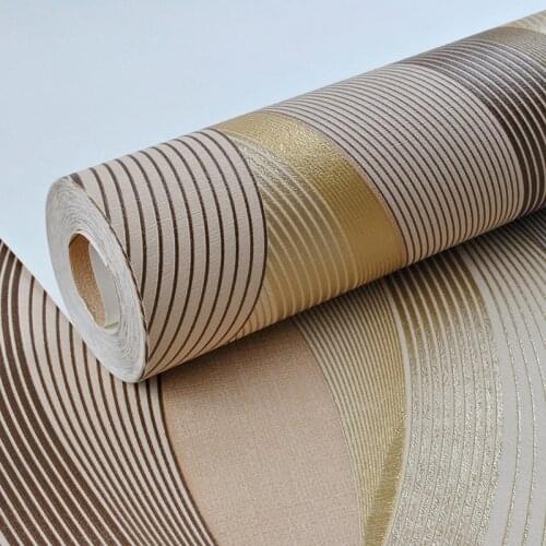 Metallic Gold Texture Wallpaper Roll Geometric Stripes Pattern Modern Fashion Vinyl Wall Paper Living Room