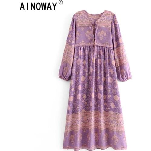 Vintage chic women red floral print sashes beach Bohemian Maxi dress Ladies rayon cotton pleated Boho dress vestidos