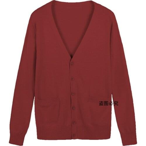 Japanese JK School Uniform Sweater Anime Cosplay Preppy V-neck Cardigan with Pockets 100% Cotton School Uniforms Fashion