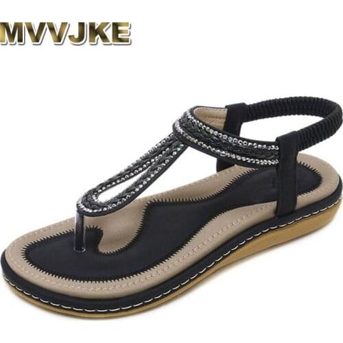 MVVJKE Summer shoes women bohemia beach flip flops soft flat sandals woman casual comfortable plus size 35-42