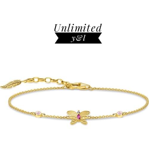 Gold Butterfly Link Chain Bracelets for Women Men Thomas 925 Sterling Silver Leaf Romantic Fashion Jewelry Gift 2020 New Arrival