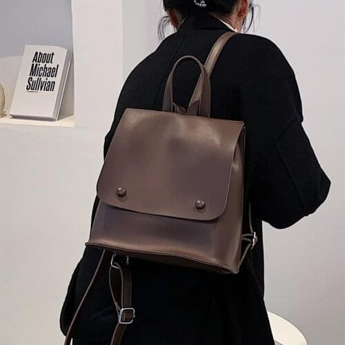 Womens Mini Backpack PU Leather Shoulder Bag For Teenage Girls New Style Simple Fashion Large Capacity British College Style