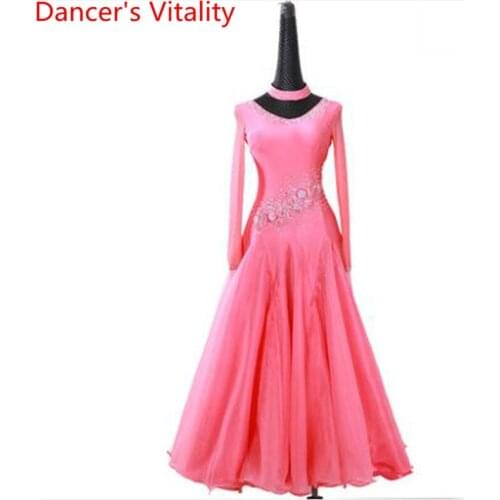 Professional Women Ballroom Dance Dress 2019 Long Sleeves Big Swing Clothes Jazz Waltz Dance Performance Competition Costumes