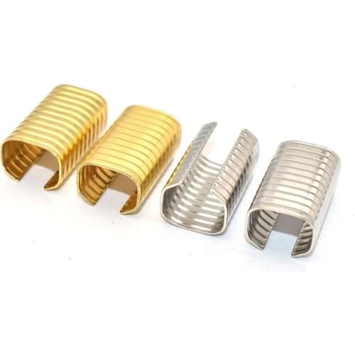 Gold Crimp Cord End Caps Fold Over Crimp Head Connectors Leather End Tips Gold Crimp Cord End Caps without loop Ribbon Crimp