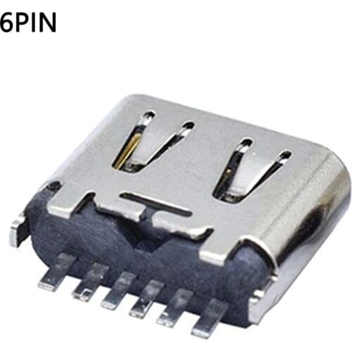 100pcs/set TYPE-C 6 Pin female Vertical plug-in board connector Micro USB 3.1 Jack sockect Port For Samsung Huawei Meizu xiaomi