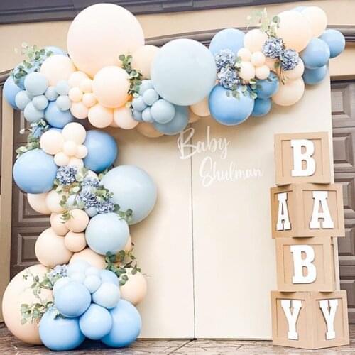 106pcs Baby Shower Macaron Blue Retro Skin Balloons Garland Arch Globos Birthday Party Wedding Anniversary Decoration Backdrop