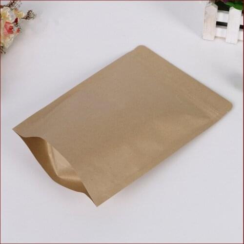 18*30+5 10pcs brown self zip lock kraft paper bags stand up for gifts sweets and candy food tea jewelry retail package paper