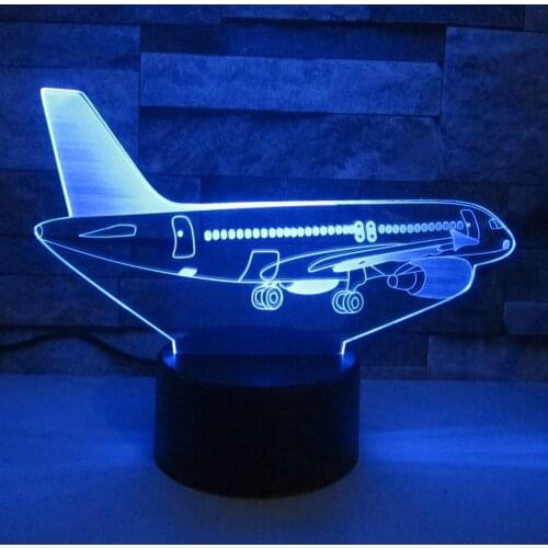 Air Plane 3D Night Light LED Illusion JET 3 Lamp LED 7 Color Changing USB Remote Touch Girl Bedroom Atmosphere lamp