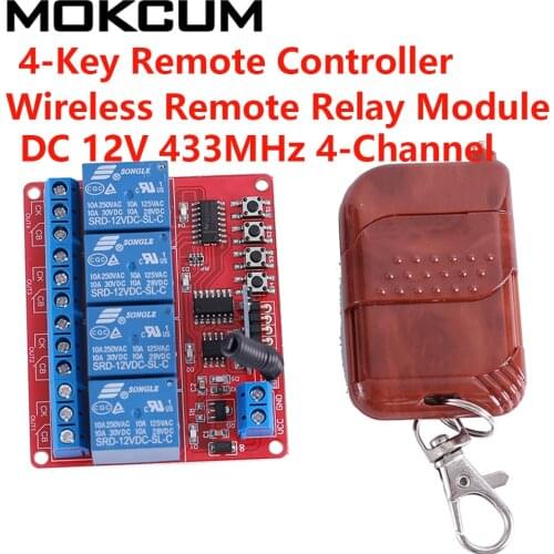 DC 12V/5V 433MHz 4-Channel Wireless Remote Relay Module Remote Control Switch Self-locking/Interlock/Momentary Mode