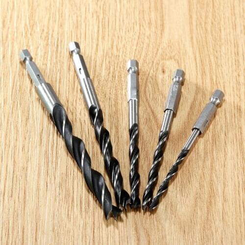5Pcs 1/4" Hex Shank Twist Drill Bit Set Woodworking Electric Screwdriver for Wood Plastic 4mm-10mm HCS Steel Drill Bits Set