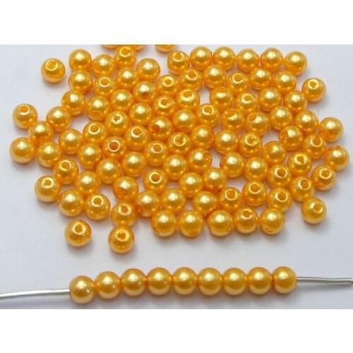 500 Pcs 6mm Plastic Faux Pearl Round Beads Gold Imitation Pearl