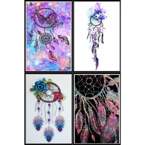 5d Diy Diamond Painting Dream Catcher Mosaic Art Painting Crafts Imitation Cross Stitch Kit Home Decoration Round Rhinestones