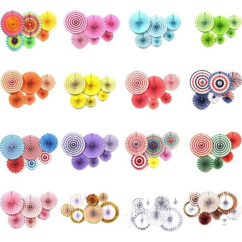 8pcs/set Chinese Printing Vintage Wheel Tissue Paper Hanging Fans Flower Craft Birthday Party Decorations Hanging Paper Crafts