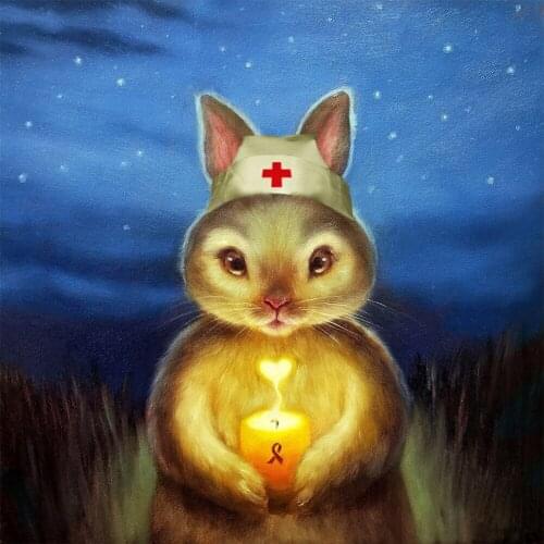 5D DIY Rabbit Nurse Doctor Candle Diamond Painting Full Drill Embroidery Cross Stitch Mosaic Crafts Home Decor Religion Gift