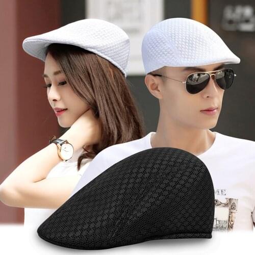 Couple Beret Summer Casual Mens And Womens Hats Solid Color Sun Net Berets Herringbone Flat Top Artist Taxi Newsboy Caps