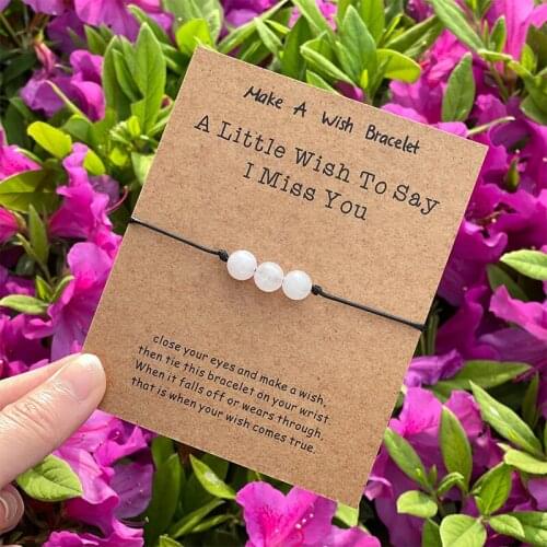I Miss You Social Distancing A Little Wish Bracelet Moonstone Beads Bracelet Long Distance Promotion Jewelry Lover Gift