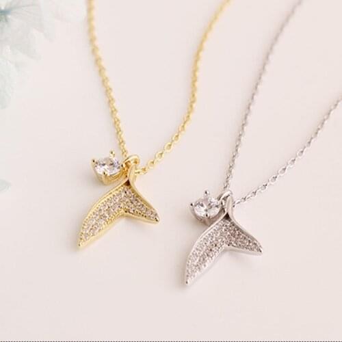 Goth Sterling Silver Real 925 Necklaces Women Chains Vintage Jewelry Zircon Pendants Undefined Fashion Luxury Double Fish Tail