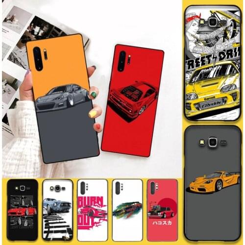 YJZFDYRM Tokyo Drift Sport Car JDM Black TPU Soft Phone Case For Samsung Note 7 8 9 10 Lite Plus Galaxy J7 J8 J6 Plus 2018 Prime
