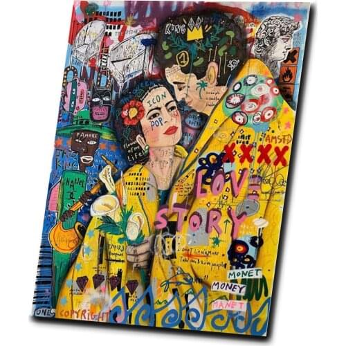 Love Kiss Diego Rivera Graffiti Art Paintings on the Wall Posters and Prints Abstract Decorative Canvas Pictures For Living Room