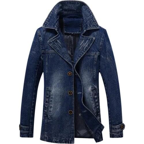 Spring and Autumn Mens Casual Business Denim Jacket Lapel High Quality Jacket Denim Jacket Solid color coat