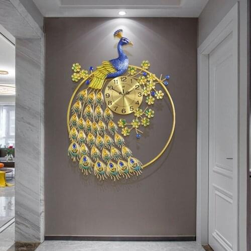 European fashion light luxury watch living room creative peacock clock home decoration art clock hot sale