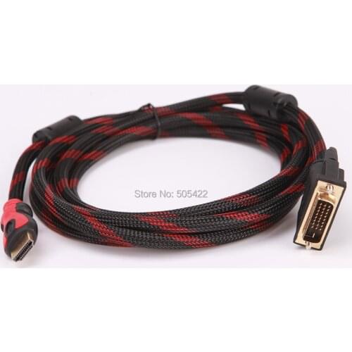 DHL shipping 5Ft HDMI Male to DVI-D 24+1 Male Gold Adapter Converter Cable Cord High Quality