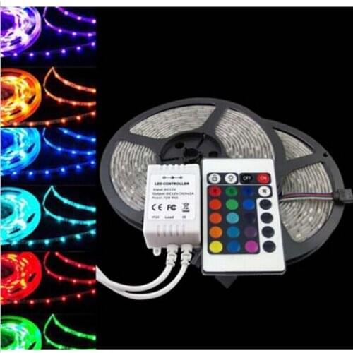 Flexible LED Strip Light 5M 5050 SMD Waterproof 60 LEDs/M 300 LEDs Warm White Red Green Blue Yellow RGB IR Remote Controller 12V