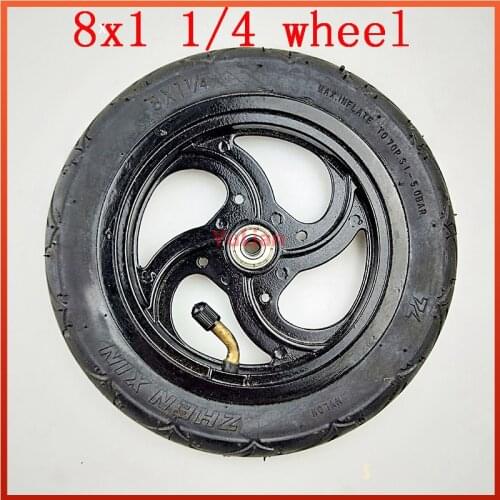 Good quality 8 inch air wheel with Aluminium Alloy Hub For Kickscooter Scooter 8x1 1/4 32mm Width Inflated Tube Wheel