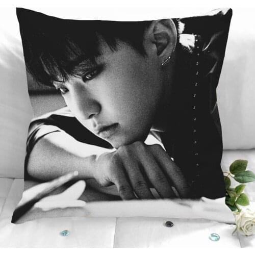 HOSHI Pillow Cover Bedroom Home Office Decorative Pillowcase Square Zipper Pillow Cases Satin Soft