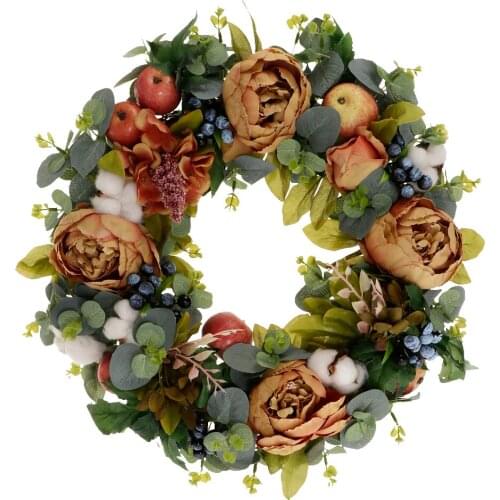 Christmas Artificial Flower Wreath For Thanksgiving Fall Harvest Xmas Decor