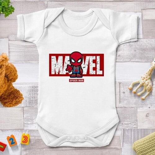 0-24M Peter Parker Spider-Man Printed Newborn Bodysuits Avengers Summer Funny Toddler Romper Vogue Harajuku Infant Jumpsuit